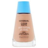 Covergirl Clean Matte 550 Creamy Beige Liquid Foundation, 1 fl oz