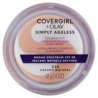 Covergirl + Olay Simply Ageless 220 Creamy Natural Broad Spectrum Foundation, SPF 28, .4 oz