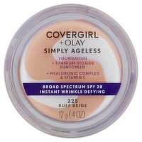 Covergirl + Olay Simply Ageless 225 Buff Beige Broad Spectrum Foundation, SPF 28, .4 oz