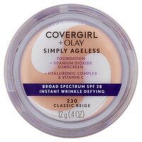 Covergirl + Olay Simply Ageless 230 Classic Beige Broad Spectrum Foundation, SPF 28, .4 oz