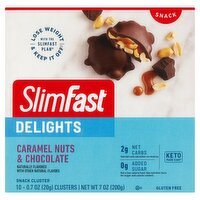 SlimFast Delights Caramel Nuts & Chocolate Snack Cluster, 0.7 oz, 10 count