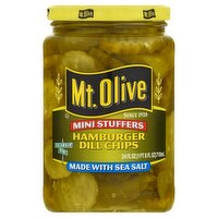 Mt. Olive Mini Stuffers Hamburger Dill Chips Pickles, 24 fl oz