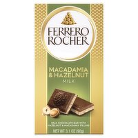 Ferrero Rocher Macadamia & Hazelnut Milk Chocolate Bar, 3.1 oz