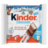 Kinder Milk Chocolate Treat with Creamy Milky Filling, 4 count, 3 oz