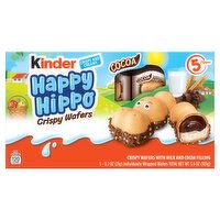 Kinder Happy Hippo Cocoa Crispy Wafers with Milk and Cocoa Filling, 0.7 oz, 5 count