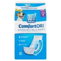 Out! PetCare Comfort-Dri Disposable Male Wraps for Dogs, XS/S, 4-25 lbs, 12 count, 12 Each