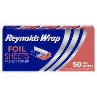 Reynolds Wrap Pre-Cut Pop-Up Foil Sheets, 14 in x 10.25 in, 50 count, 50 Each