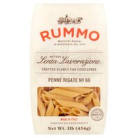 Rummo Lenta Lavorazione Penne Rigate No 66 Pasta, 1 lb