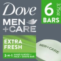 Dove Bar 3 in 1 Cleanser for Body, Face, and Shaving Extra Fresh 3.75 oz, 6 Bars