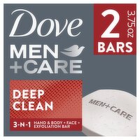 Dove MenplusCare Men's Bar Soap Deep Clean 3.75 oz, 2 Bars