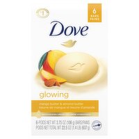 Dove Beauty Bar Gentle Skin Cleanser Glowing Mango Butter and Almond Butter 3.75 oz, 6 Bars