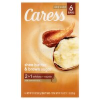 Caress Shea Butter & Brown Sugar 2 in 1 Beauty Bars, 3.15 oz, 6 count