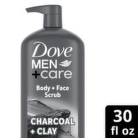Dove Men+Care Charcoal + Clay Purifying Body + Face Scrub, 30 fl oz