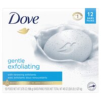 Dove Beauty Bar Gentle Exfoliating With Mild Cleanser 3.75 oz, 12 Bars