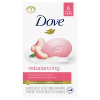 Dove Rebalancing White Peach & Rice Milk Bars, 3.75 oz, 6 count, 22.5 Ounce