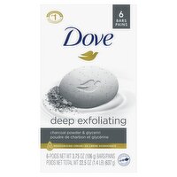Dove Deep Exfoliating Beauty Bar with Charcoal Powder & Glycerin, 3.75 oz, 6 count