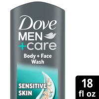 Dove Men+Care Oatmeal+Aloe Sensitive Skin Body + Face Wash, 18 fl oz