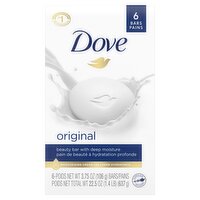 Dove Beauty Bar Gentle Skin Cleanser Original 3.75 oz, 6 Bars, 6 Each