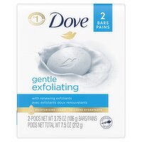 Dove Beauty Bar Gentle Exfoliating With Mild Cleanser 3.75 oz, 2 Bars