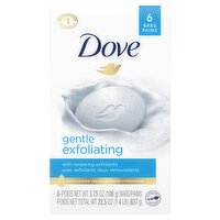 Dove Gentle Exfoliate Beauty Bar with Renewing Exfoliants, 3.75 oz, 6 count