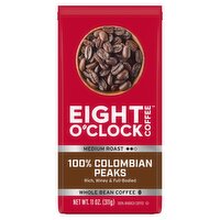 Eight O'Clock Coffee 100% Colombian Peaks Medium Roast Whole Bean Coffee, 11 oz