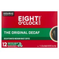 Eight O'Clock Coffee The Original Decaf Medium Roast Coffee K-Cup Pods, 0.33 oz, 12 count