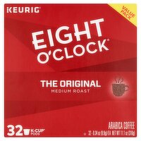 Eight O'Clock Coffee The Original Medium Roast Arabica Coffee K-Cup Pods Value Pack, 0.34 oz, 32 count