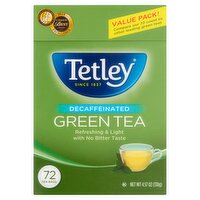 Tetley Decaffeinated Green Tea Bags Value Pack!, 72 count, 4.57 oz