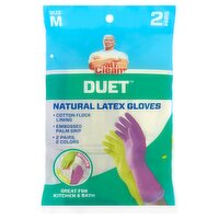 Mr. Clean Duet Natural Latex Gloves, Size M, 2 pairs, 2 Each