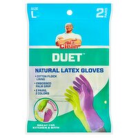 Mr. Clean Duet Natural Latex Gloves, Size L, 2 pairs, 2 Each