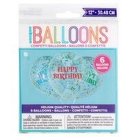 Unique Happy Birthday Confetti  Balloons, 6 count