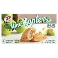 JJ's Bakery Lightly Glazed Mini Apple Pies, 2 oz, 6 count