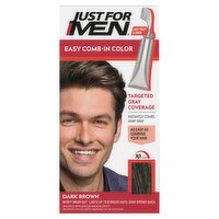 Just For Men Easy Comb-In Color A-45 Dark Brown Haircolor Kit, multiple application