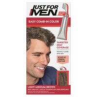 Just For Men Easy Comb-In Color A-30 Light-Medium Brown Haircolor Kit, multiple application