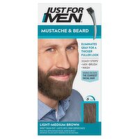 Just For Men Mustache & Beard M-30 Light-Medium Brown Facial Haircolor Kit, Multiple Application, 1 Ounce