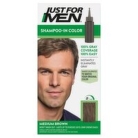 Just for Men Shampoo-In Color H-35 Medium Brown Haircolor Kit, single application