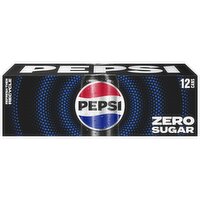 Pepsi Zero Sugar Soda Cola 12 Fl Oz, 12 Count