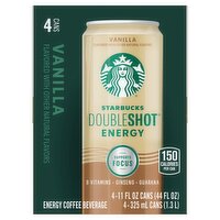 Starbucks Doubleshot Energy Vanilla Energy Coffee Beverage, 11 fl oz, 4 count