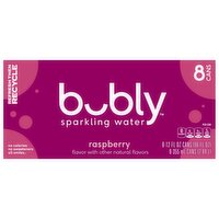 Bubly Sparkling Water Raspberry 12 Fl Oz 8 Count Cans