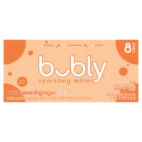 Bubly White Peach Ginger Sparkling Water, 12 fl oz, 8 count