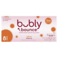 Bubly Bounce Citrus Cherry Caffeinated Sparkling Water, 12 fl oz, 8 count