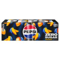 Pepsi Zero Sugar Soda Mango 12 Fl Oz, 12 Count