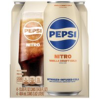 Pepsi Nitro Nitrogen Infused Cola Vanilla Draft Cola Artificial Flavor 13.65 Fl Oz 4 Count Cans