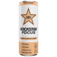 Rockstar Focus Sugar Free Energy Drink White Peach 12 Fl Oz