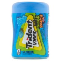Trident Vibes Sour Patch Kids Blue Raspberry Sugar Free Gum, 40 count