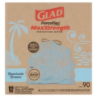 Glad ForceFlex Maxstrength Beachside Breeze Tall Kitchen Drawstring Bags, 90 count