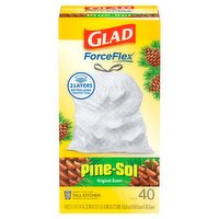 Glad ForceFlex Pine-Sol Original Scent Tall Kitchen Drawstring Bags, 40 count, 40 Each