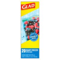 Glad Quart Freezer Zipper Bags, 20 count