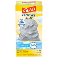 Glad ForceFlex Fresh Clean Tall Kitchen Drawstring Bags, 40 count, 40 Each