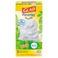 Glad ForceFlex with Gain Original Scent Tall Kitchen Drawstring Bags, 40 count